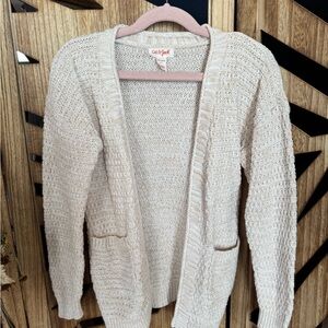 Cat & Jack Open-Front Cream Knit Cardigan with Pockets